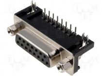 Connector D Sub female angled 7 2 mm standard PIN 15 THT