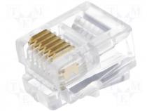 Connector RJ12 plug PIN 6 IDC crimped on cable