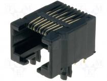 Connector RJ45 socket PIN 8 THT Pin layout 8p8c
