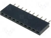 Socket pin strips female PIN 10 straight 2.54mm 1x10 3A 30mΩ