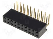 Socket pin strips female PIN 20 angled 2.54mm THT 2x10 3A