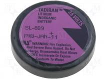 Battery lithium (LTC) 1/10D 3.6V Leads 3 pin Ø33x6.2mm