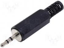 Jack plug 2,5mm stereo black
