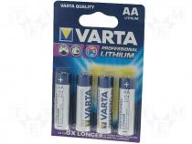Battery lithium AA 1.5V blister 4pcs ÷ 14.5x50.5mm 2900mAh