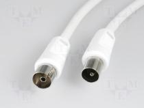 Cable coaxial 9.5mm socket coaxial 9.5mm plug white 1.5m