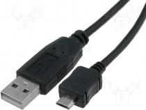 Cable USB A plug USB B micro plug 1.8m black