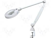 Lamp with desk clamp with magnifier 5 and 20 dioptres