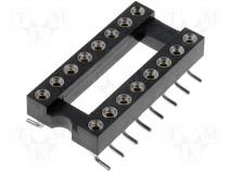 Socket DIL PIN 16 7.62mm SMD Contacts copper alloy 0÷85°C