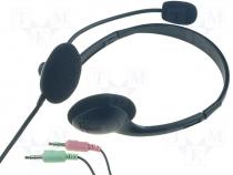 Headphones with microphone wired  stereo black 20 20000kHz