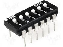 Switch DIP SWITCH Poles number 6 ON OFF 0.1A/24VDC  25÷70°C