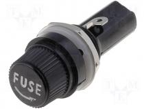 Fuse holder, tube fuses, 6,3x32mm, 10A, dcutout  Ø13.6mm