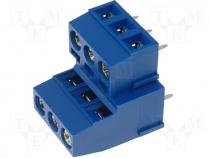 Terminal block double deck angled 90 5mm ways 6