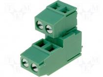 Terminal block double deck angled 90 2.5mm2 5.08mm ways 4