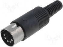 Plug DIN male PIN 5 Pin layout 180 straight for cable 6.5mm