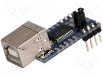 Extension module USB-RS232 uC FT232R UART USB B, pin strips