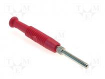 Plug, 2mm banana, 6A, 60VDC, red, Connection  soldering, -25÷60C