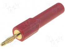 Adapter, 2mm banana, 36A, 60VDC, red, Connection  4mm socket