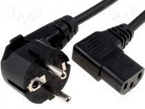 Cable, CEE 7/7 (E/F) plug angled, IEC C13 female 90, 1.8m, PVC