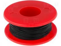 Cable, solid, OFC, 30AWG, kynar 460, black, 300V, 50m