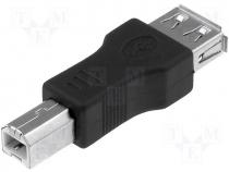 Adapter, USB 2.0, USB A socket, USB B plug