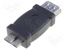 Adapter, USB 3.0, USB A socket, USB B micro plug, gold plated
