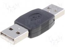Adapter, USB 2.0, USB A plug, both sides