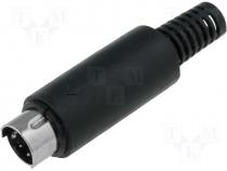 Plug, DIN mini, male, PIN 6, soldering, for cable
