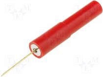 Test probe, 1A, 70V, red, Tip diameter 0.6mm, Socket size 4mm