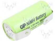 Rechargeable battery Ni-MH, 1/2AAA,1/2R03, 1.2V, 350mAh