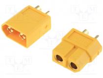 Power connector, 65A, PIN 2, Colour yellow