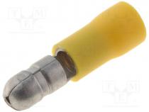 Terminal round, male, d 5mm, 4÷6mm2, crimped, for cable, insulated