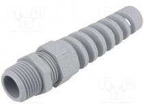 Cable gland, with grommet, NPT1/2", IP68, Mat polyamide, grey