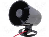 Sound transducer siren, dynamic, 1 tone, 1300mA, Ø 105mm, 12VDC