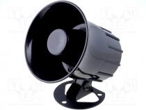 Sound transducer siren, dynamic, 6 tone, 1300mA, Ø 105mm, 12VDC