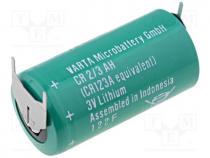 Battery lithium, 3V, 2/3A,2/3R23, 3pin, 1350mAh