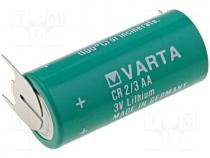 Battery lithium, 3V, 2/3AA,2/3R6, 3pin, Ø14.8x33.5mm, 1350mAh