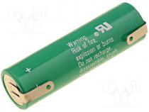 Battery lithium, 3V, AA, soldering lugs, Ø14.7x50mm, 2000mAh