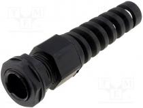 Cable gland, with grommet, PG11, IP68, Mat polyamide, black