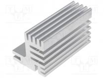 Heatsink extruded, TO220, natural, L 50mm, W 30mm, H 31mm, 7.8K/W