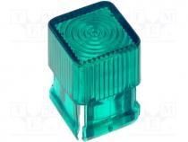 LED lens, square, green, 5mm