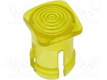 LED lens, square, yellow, lowprofile, 5mm