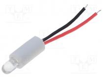 LED, 5mm, white warm, 18000-20000mcd, 15, Front convex