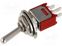 Switch toggle, 2-position, SPDT, ON-ON, 1A/250VAC, -55÷65C, 20m