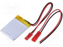 Rechargeable battery  Li-Po, 3.7V, 320mAh, Leads  cables