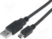 Cable, USB 2.0, USB A plug, USB B mini plug, nickel plated, 1.8m