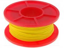 Cable, solid, Cu, 30AWG, kynar 460 (PVDF), yellow, 300V, 50m