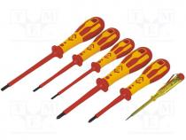 Set  screwdrivers, Pcs 6, Phillips cross, slot, insulated, 1kVAC