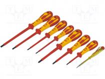 Set  screwdrivers, Pcs 8, Pozidriv cross, slot, insulated, 1kVAC