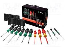 Set  screwdrivers, Pcs 12, Phillips cross, Pozidriv cross, slot