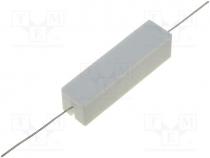 Resistor  wire-wound ceramic case, THT, 15, 15W, 5%, 48x13x13mm